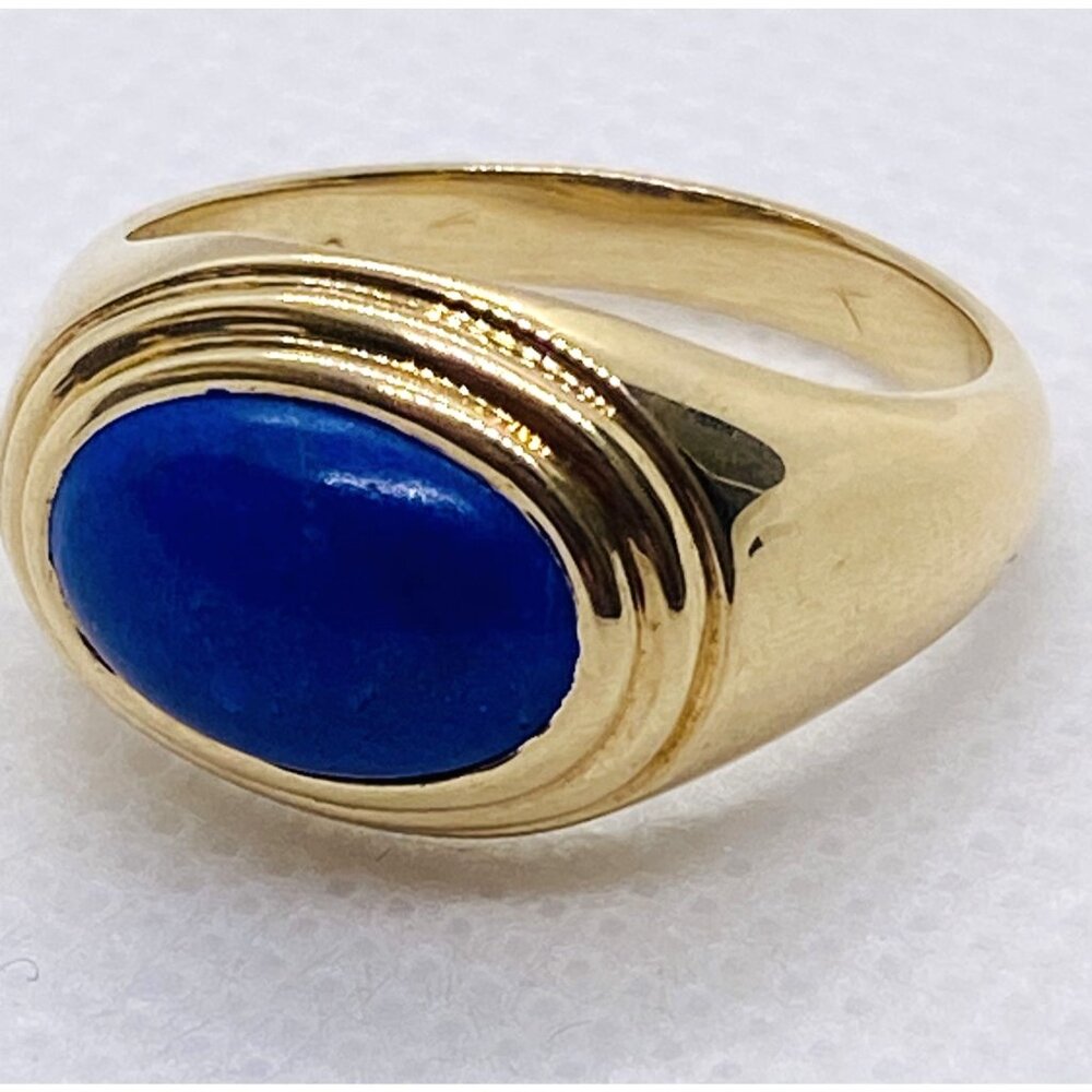 Tiffany & Co 14K 585 Lapis Lazuli Oval Ring 7.75